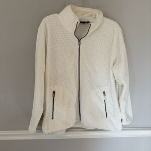 Free Country white faux fur looking pattern light zip up jacket. 2X